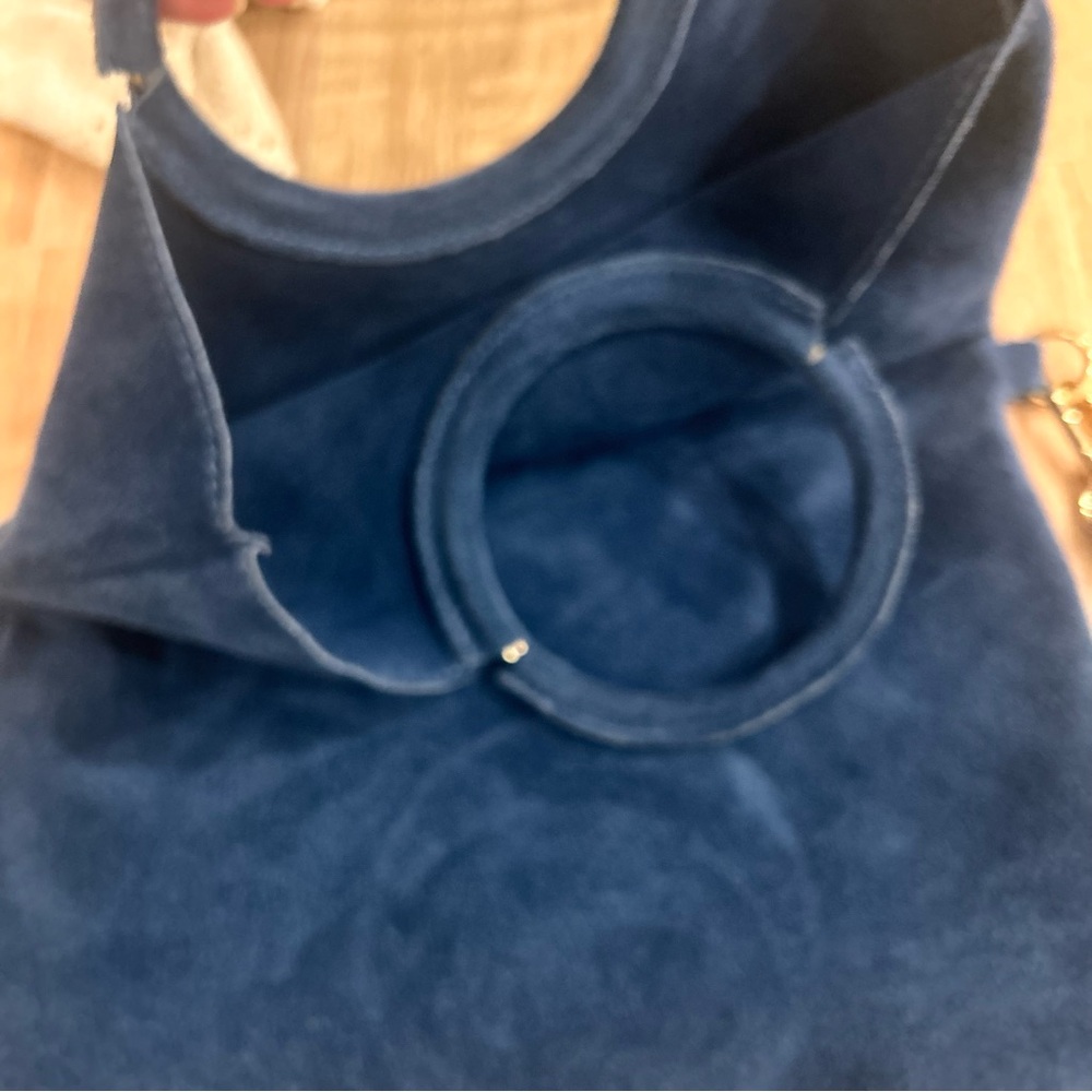 Oh My Bag main suede CHARLOTTE Blue denim real suede leather like new - Picture 5 of 10